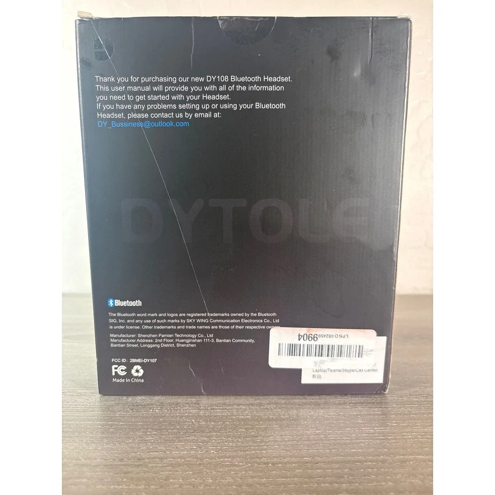 Dytole DY108 Bluetooth Headset Wireless Mono Office Headphones with USB Dongle‎